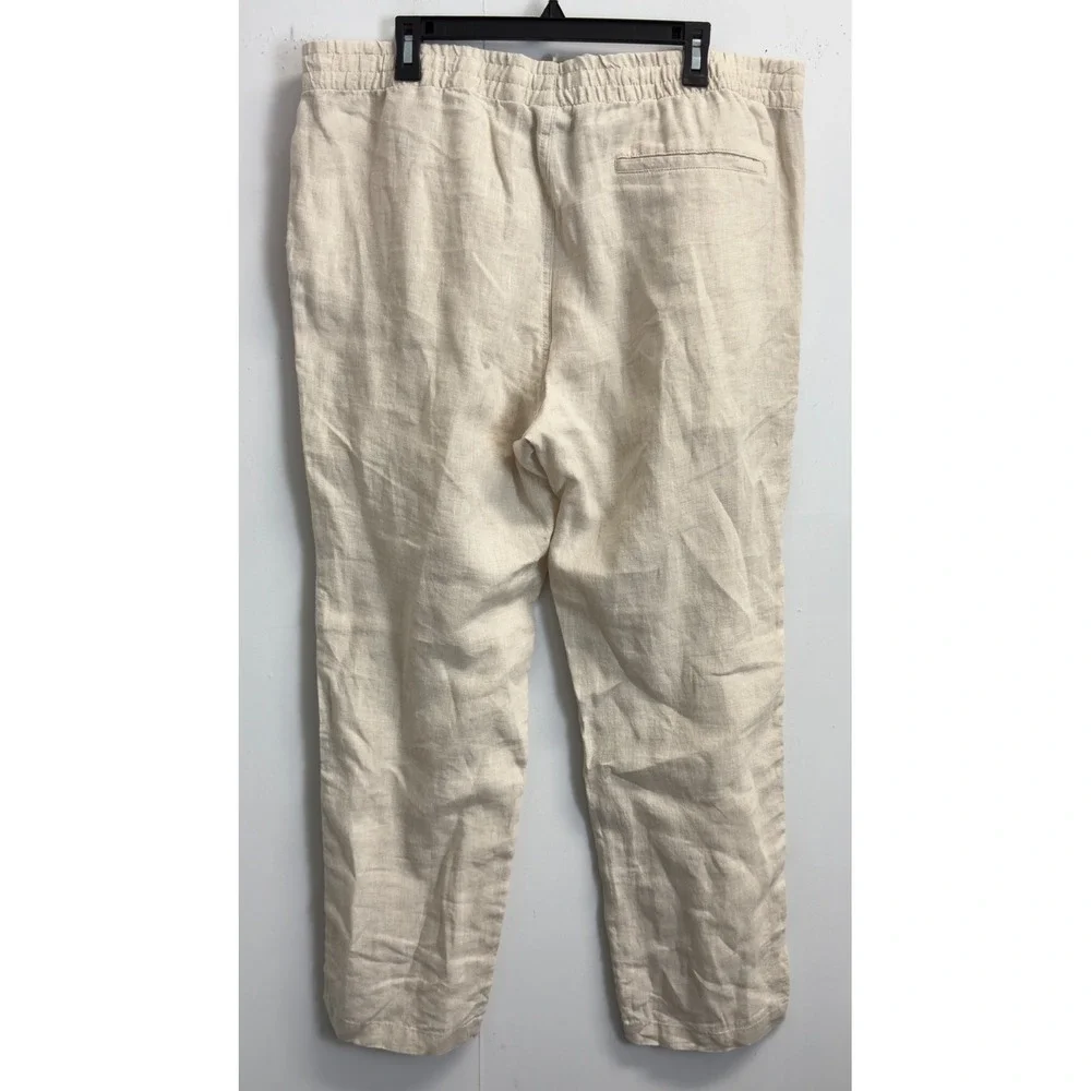 H&M Mens XL Regular Fit Linen Pants Beige Oatmeal Elastic Waist Drawstring
